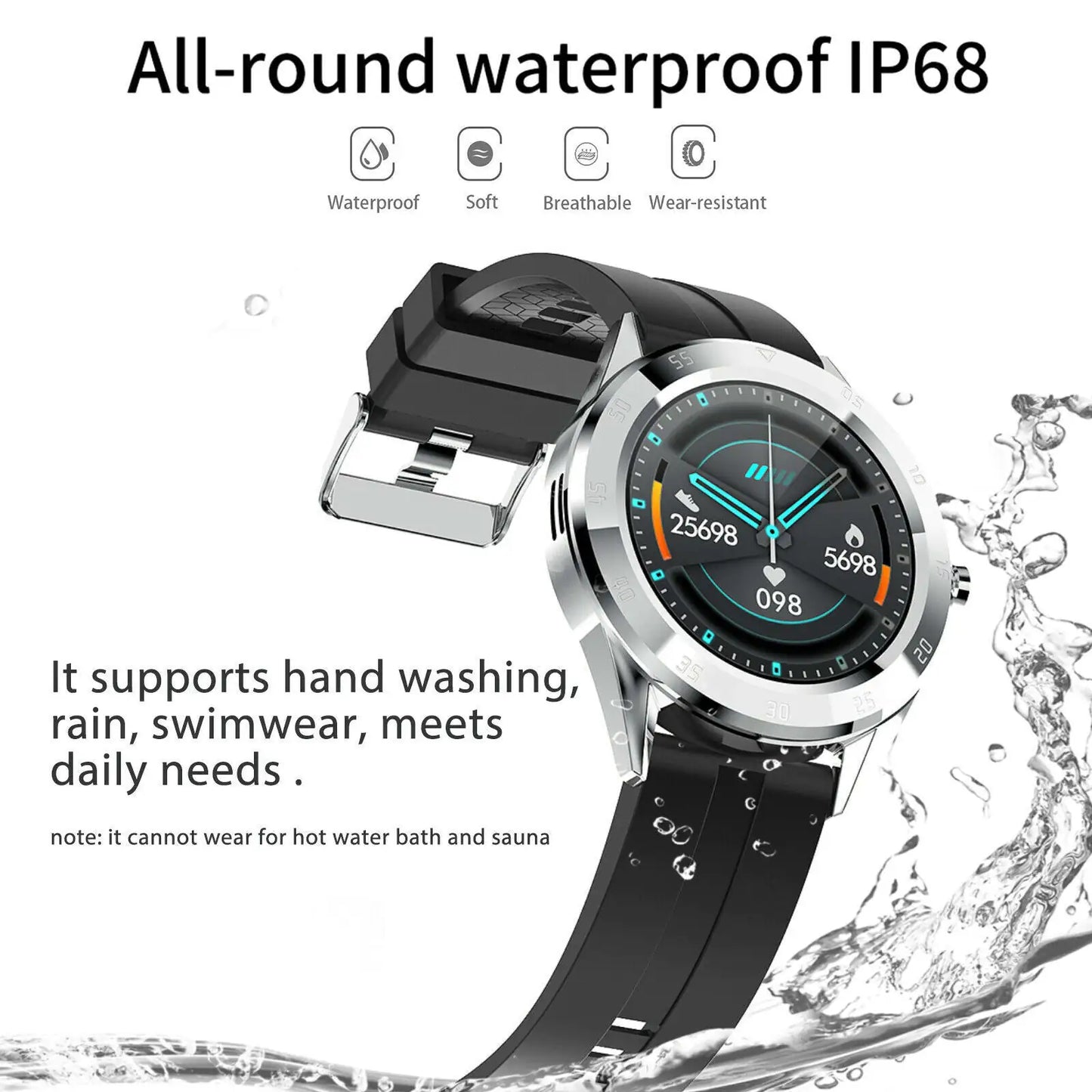 Waterproof Bluetooth Smart Watch Phone Mate Heart Rate Tracker For iOS Android