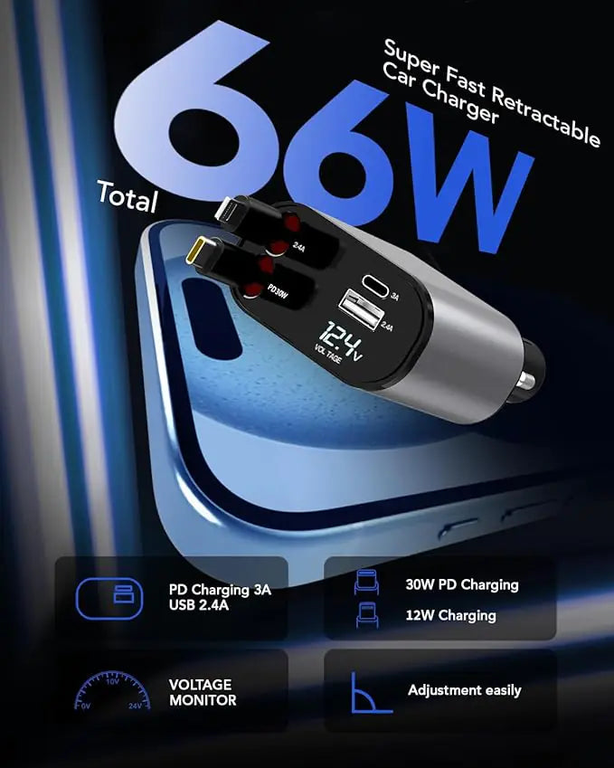 Car Charger, 4 in 1 Fast Car Phone Charger 66W, USB Car Charger,for iPhone